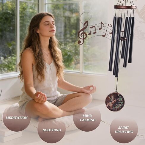 Sympathy Wind Chimes for Outside 34" Vintage Hummingbird Memorial Wind Chimes Outdoor for Garden Patio Porch Decoration Birthday Memorial Sympathy Gift for Loved One Mom Dad Grandpa Grandma Friends in Saudi Arabia