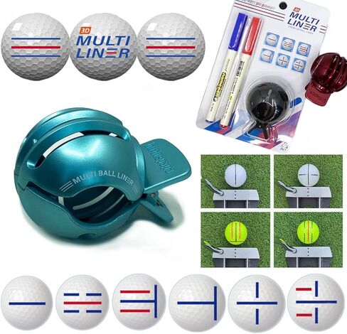 بطانة كرة الجولف الممتازة، علامة كرة الجولف، رسم خطوط مختلفة 330 درجة دون الدوران، مجموعة محاذاة كرة الجولف لوضعها، إنشاء 7-8 خطوط DIY، يتضمن قلم مونامي in Kuwait