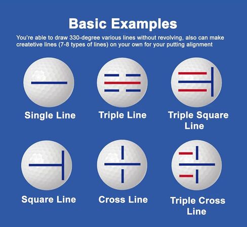 بطانة كرة الجولف الممتازة، علامة كرة الجولف، رسم خطوط مختلفة 330 درجة دون الدوران، مجموعة محاذاة كرة الجولف لوضعها، إنشاء 7-8 خطوط DIY، يتضمن قلم مونامي in Kuwait
