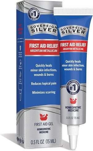 جل الإسعافات الأولية من الفضة السيادية - دعم العناية بالجروح المثلية، مرهم موضعي للبشرة للحروق والجرب والندبات والجروح - 0.5 أونصة in Kuwait
