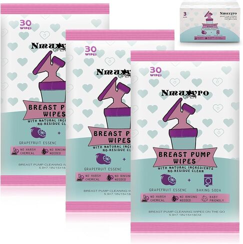 Breast Pump Wipes, 3 Packs Natural Pump Parts Cleaning On The Go, Resealable Manual Pacifier Wipe Quick Clean Breastfeeding Supplies in Kuwait