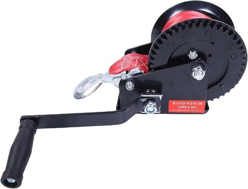 Haofy Heavy Duty Boat Trailer Winch 1600LB with 26ft Strap and 4.1:1 Gear Manual Winch for Boats Trailers RVs in Saudi Arabia