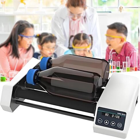 Digital Orbital Shaker,Test Tube Roller Mixer 4 Rollers,Lab Roller Mixer,Horizontal Rolling Speed 20 to 80 RPM,1 min-23h59min Timer and Continuous Modes in Kuwait