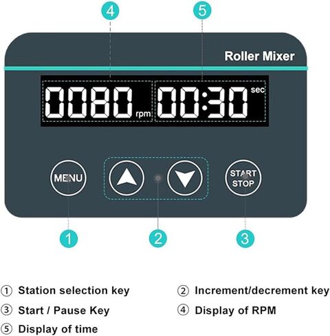 Digital Orbital Shaker,Test Tube Roller Mixer 4 Rollers,Lab Roller Mixer,Horizontal Rolling Speed 20 to 80 RPM,1 min-23h59min Timer and Continuous Modes in Kuwait