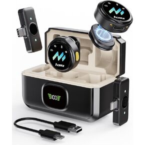 ميكروفون لافالير لاسلكي لهواتف iPhone وAndroid، تقليل الضوضاء وصوت هاي فاي ومدة 24 ساعة ونطاق 50 متر، ميكروفون مغناطيسي مثبت على الصدر لتسجيل الفيديو/البث المباشر/مدونة الفيديو/البودكاست/المقابلات in Kuwait