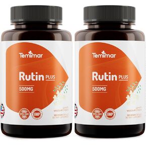 Rutin 500mg Supplement, Flavonoids Supplements from Sophora Japonica, Supports Vascular Health & Antioxidents, Non-GMO, Gluten-Free, Made in USA, 180 Vegan Capsules in Saudi Arabia