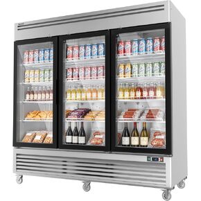 Coolski Commercial Display Frezzer 47.5 Cu.ft, Upright Glass Door Stainless Steel Merchandiser Fezzer with Auto Defrost & Built-in LED light strip for Supermarkets Cafes Stores, DOE ETL ETL SANTATION in Kuwait