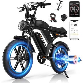 MOVCAN V30 Series Electric Bike for Adults,1000W/1500W/3000W, 28/32/37.5MPH,48V 15.6/31.2/40AH Battery,Up to 120Mile Dual Hydraulic Brake,20" Fat Tire,7-Speed Motorcycle Ebikefor Commuting/Off-roading in Kuwait