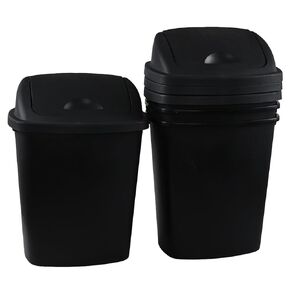 4 Pack 8 Gallon Medium Trash Can with Lid, Plastic Swing Top Garbage Can, Black Waste Bin Waste Basket for Bathroom, Kitchen, Bedroom, Office, College in Kuwait
