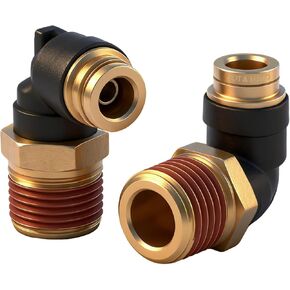 خرطوم هواء DOT 1/2 بوصة، تركيبات كوع 90 درجة، قطعتان، تركيبات هواء سريعة التوصيل، موصل نحاسي مركب PTC وPTCR، أنبوب 1/2 بوصة OD × 1/2 بوصة خيط NPT لأنظمة فرامل الهواء والتعليق للشاحنة in Kuwait