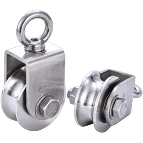 Roller Wheels, 2pcs Heavy Duty Sheaves Track Pulley,304 Stainless Steel Directional Roller,360° Rotating Ring,for Round Tube,Wire Rope Rail,Sliding Door(Slot Width 16mm)(Slot Width 25mm) in Saudi Arabia