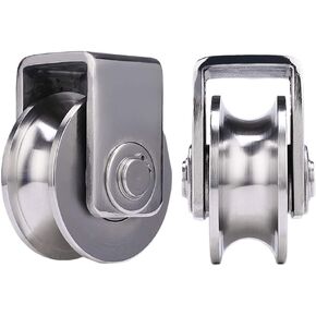 عجلات دوارة، قطعتان، فولاذ مقاوم للصدأ عالي التحمل 304، محمل مزدوج، لقضبان الأنابيب المستديرة، بكرات الأبواب المنزلقة، عربات الآلات الصناعية (0.9 بوصة/22 مم) in Kuwait