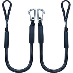 Bungee Dock Lines for Boats: 2PCS 4 Feet Dock Bungee Lines for Boats with Stainless Steel Clip & Adjustable Loop for Jet Ski, Pontoon, PWC, Kayak, Black in Kuwait