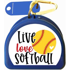 حافظة واقي الفم سوفتبول مع حلقة تسلق وبطاقة هوية (أزرق) in Kuwait