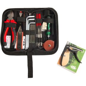 طقم إعداد الجيتار مع حقيبة حمل - مجموعة أدوات الإصلاح والصيانة للجيتار الصوتي والكهربائي، والقيثارة، والباس والبانجو، وقاطع سلسلة ممتاز، ومفتاح ربط متعدد الوظائف مع لباد، وأدوات لوثير in Kuwait
