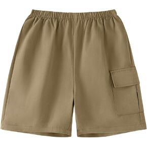 Boys Cargo Shorts with Pockets Elastic Waist Casual Pull on Cotton Summer Hiking Shorts for Kids in Kuwait