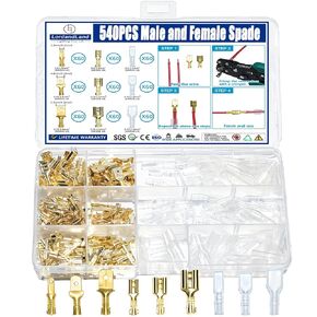 360 قطعة 2.8 مم 4.8 مم 6.3 مم مجموعة موصلات بأسمائها الحقيقية للذكور والإناث مع أكمام عازلة، موصلات كهربائية لأطراف تجعيد، أطراف كهربائية للأسلاك الكهربائية in Kuwait