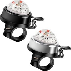 Qisan قطعتان من أجراس الدراجات بوصلة من سبائك الألومنيوم للمقود بصوت عالٍ وواضح وواضح 22.2 ملم لبوق الدراجة للراكبين | إكسسوارات الدراجة الجبلية للرجال | ملحقات الدراجة Loud Horn - فضي وأسود in Kuwait