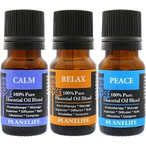 Plantlife Stress Set 3-Pack (Calm, Relax, and Peace) Aromatherapy Essential Oil Set - Straight from The Plant 100% Pure Therapeutic Grade - No Additives or Fillers - Made in California 10 ml in Kuwait