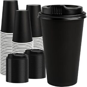 RACETOP [100 pack] Disposable Coffee Cups with Lids 12 oz, Hot Paper Cups with Lids, To Go Cup with Lid in Kuwait