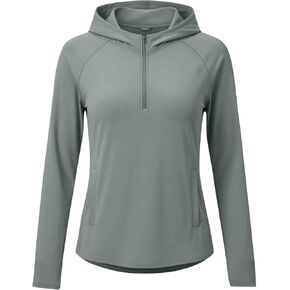 Sun Hoodie Women UPF 50+ Sun Protection Breathable Stretch UV Shirts Quarter Zip Long Sleeve Tops for Hiking Summer in Saudi Arabia
