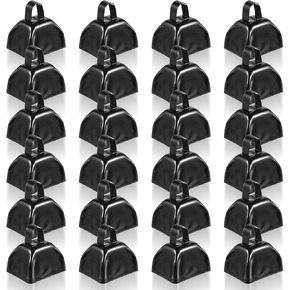 24 Pcs Metal Cowbell with Handle Cow Bells Noise Makers for Sporting Events Small Loud Noisemaker Cow Bell for Wedding Cheering Football Games, 3 x 2.8 x 2.5 Inch(Black) in Kuwait