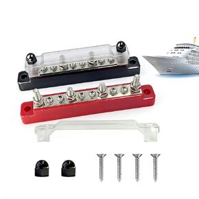 كتلة توزيع الطاقة الطرفية لشريط الحافلة 12 فولت 150 أمبير مع غطاء، كتلة توزيع الطاقة الأرضية المقاومة للهب السلبية 12 فولت-48 فولت للقوارب البحرية RV الشمسية والسيارات - قطعتان in Kuwait