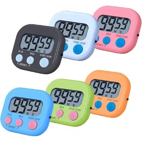 Timers, BESTWYA Magnetic Timer with Clear LCD Screen 3 Big Buttons On/Off Switch Count Up and Down Function for Kitchen,Study,Work,Exercise Training,Outdoor Activities (6,6 Colors) in Kuwait