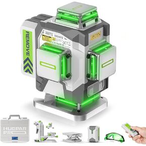 Huepar Pro Laser Level 360 Self Leveling, 4x360° Green Cross Line Laser Tool Set with Receiver for Outdoor&Long Distance Use Up to 660ft, Rechargeable Lazer Leveler Tool for Construction -ZK04CG-LR300 in Saudi Arabia