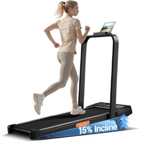 CURSOR FITNESS 15% Incline Walking Pad Treadmill with Handle Bar - 0.6-6.2MPH Quiet Foldable Treadmill for Home Office Under Desk 2.5HP Walking Pad with 300LBS Capacity in Kuwait