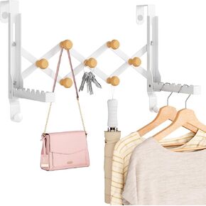 Over The Door Hanger for Laundry, Collapsible Over Door Hooks Foldable Clothes Drying Rack with 7 Hooks for Hanging Clothes, Door Hanger Organizer Towel Rack for Bedroom Dorm Bathroom Living Room in Kuwait