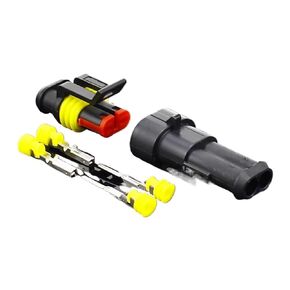 fengpeng 2-5sets Kit 2 pin 1/2/3/4/5/6 pins Way AMP Super Seal Waterproof Electrical Wire Connector Plug for car Waterproof Connector(2P,5 Set) in Kuwait