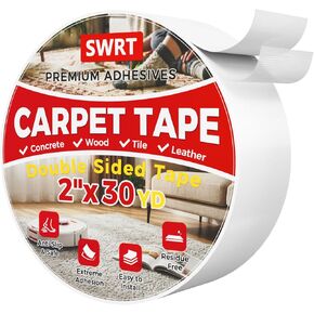SWRT 2INCH × 30YD شريط مزدوج على الوجهين ، قبضة الشريط السجادة للسجاد أكثر أقوى لاصق لا توجد بقايا قوية للسجاد والأقمشة الحساسة والأرضية الخرسانية والخارجية والمزيد in Kuwait