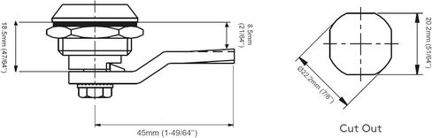 مجموعة من 15 مزلاج قفل كامة ربع دائري من الفولاذ الأسود (للمرفقات، ونظام التدفئة والتهوية وتكييف الهواء، والمولدات، والصناديق، والكبائن، والخزائن) - يعمل بواسطة مفك براغي - IP65 - محكم تمامًا ضد الغبار - مقاوم للماء - 060.44.120 in Kuwait