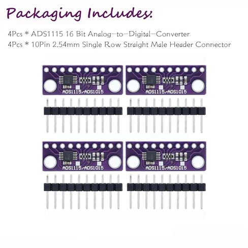 4Pcs ADS1115/ADS1015 16 Bit 4 Channel High-Precision I2C IIC Analog-to-Digital Converter ADC Conversion Module Development Board for Arduino Raspberry Pi DIY and Other Experiments in Kuwait