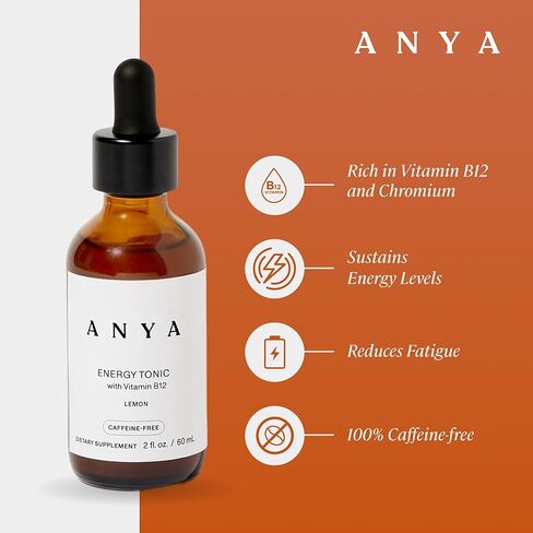 ANYA Postpartum - Energy Drops (2 fl oz, 15 Servings), Rich in Vitamin B12 and Chromium for Women, Caffeine-Free, Supports Healthy Energy Levels, Non-GMO, Gluten Free in Saudi Arabia
