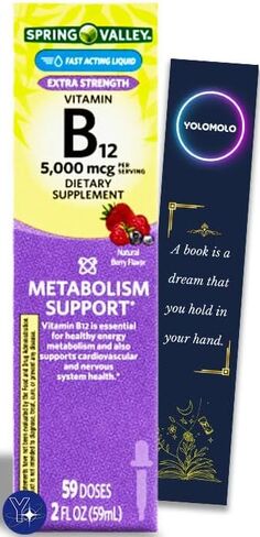 فيتامين ب12 السائل، 5000 ميكروجرام، مكمل التمثيل الغذائي، التوت، 2 أونصة سائلة من سبرينج فالي وهدية مرجعية من يولومولو in Kuwait