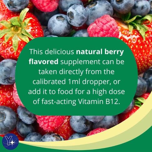 فيتامين ب12 السائل، 5000 ميكروجرام، مكمل التمثيل الغذائي، التوت، 2 أونصة سائلة من سبرينج فالي وهدية مرجعية من يولومولو in Kuwait