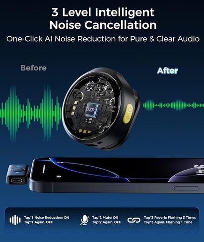 ميكروفون لافالير لاسلكي لهواتف iPhone وAndroid، تقليل الضوضاء وصوت هاي فاي ومدة 24 ساعة ونطاق 50 متر، ميكروفون مغناطيسي مثبت على الصدر لتسجيل الفيديو/البث المباشر/مدونة الفيديو/البودكاست/المقابلات in Kuwait