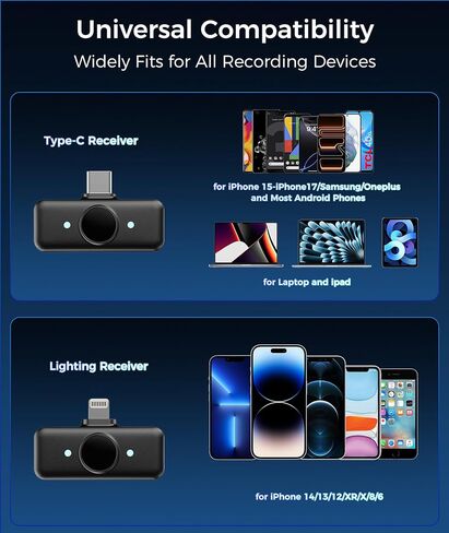 ميكروفون لافالير لاسلكي لهواتف iPhone وAndroid، تقليل الضوضاء وصوت هاي فاي ومدة 24 ساعة ونطاق 50 متر، ميكروفون مغناطيسي مثبت على الصدر لتسجيل الفيديو/البث المباشر/مدونة الفيديو/البودكاست/المقابلات in Kuwait