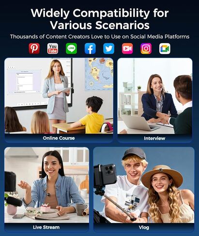 ميكروفون لافالير لاسلكي لهواتف iPhone وAndroid، تقليل الضوضاء وصوت هاي فاي ومدة 24 ساعة ونطاق 50 متر، ميكروفون مغناطيسي مثبت على الصدر لتسجيل الفيديو/البث المباشر/مدونة الفيديو/البودكاست/المقابلات in Kuwait
