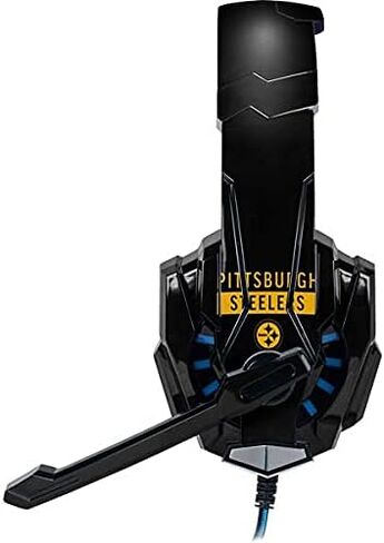 غلاف Skinit متوافق مع سماعة الألعاب BENGOO G9000 - تصميم سلسلة الأداء الأسود المرخص رسميًا من NFL Pittsburgh Steelers in Saudi Arabia