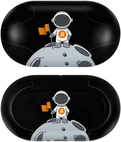 غلاف صوتي من Skinit متوافق مع Samsung Galaxy Buds+ - تصميم رائد فضاء بيتكوين مرخص رسميًا ومصمم في الأصل من Skinit in Saudi Arabia