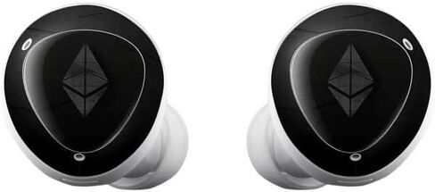 ملصق صوتي من Skinit متوافق مع Samsung Galaxy Buds+ - تصميم شعار مزخرف من Skinit مرخص رسميًا ومصمم في الأصل من Ethereum in Kuwait