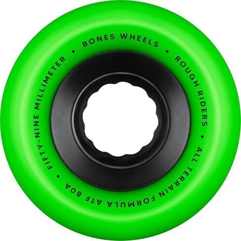 Bones Wheels All Terrain Formula ATF Rough Riders Skateboard Wheels, 59mm, 80A, Green in Saudi Arabia