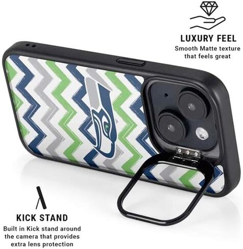 Skinit Kickstand Phone Case Compatible with iPhone 13 - Officially Licensed NFL Seattle Seahawks Chevron Design in Saudi Arabia