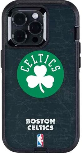 Skinit Decal Phone Skin Compatible with OtterBox Defender iPhone 14 Pro Max - Officially Licensed NBA Boston Celtics Black Secondary Logo Design in Saudi Arabia