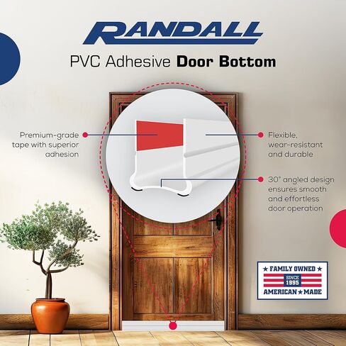 Flexible Adhesive PVC Door Bottom – 39" Long | Fits Standard 1 3/4" Doors | Self Stick Under Door Draft Stopper | Weather Stripping Seal for Noise, Dust, Air & Bug Protection (White, 39" Long) in Saudi Arabia