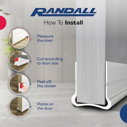 Flexible Adhesive PVC Door Bottom – 39" Long | Fits Standard 1 3/4" Doors | Self Stick Under Door Draft Stopper | Weather Stripping Seal for Noise, Dust, Air & Bug Protection (White, 39" Long) in Saudi Arabia