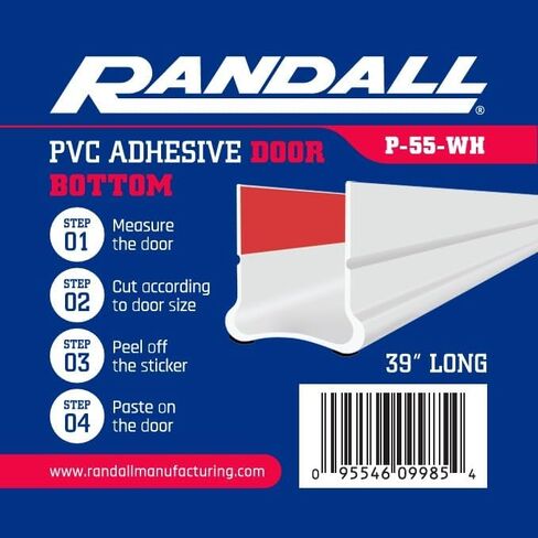 Flexible Adhesive PVC Door Bottom – 39" Long | Fits Standard 1 3/4" Doors | Self Stick Under Door Draft Stopper | Weather Stripping Seal for Noise, Dust, Air & Bug Protection (White, 39" Long) in Saudi Arabia